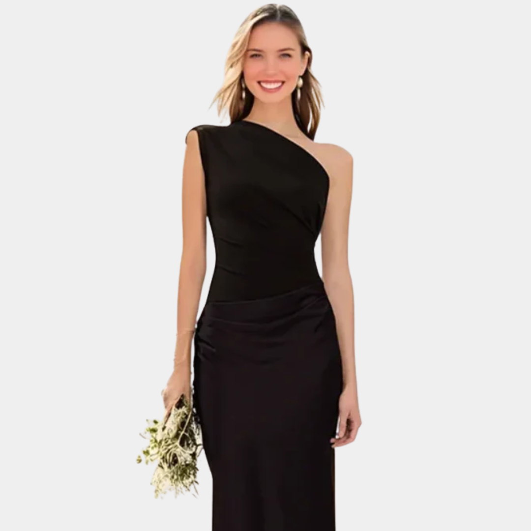 Aleida | Sukienka maxi z satyny z jednym ramiączkiem