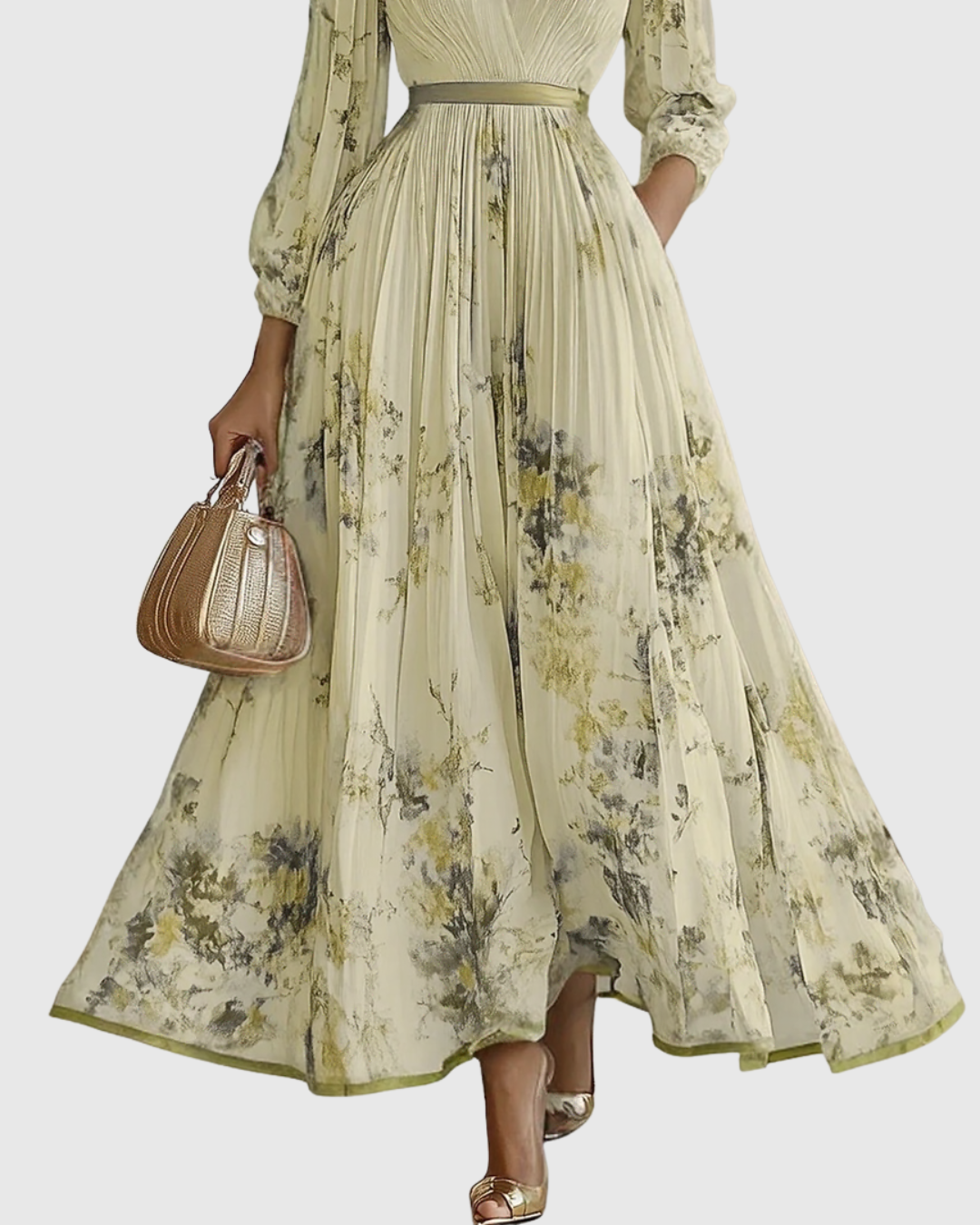 Rowella | Elegancka Sukienka Maxi z Plisowaniem