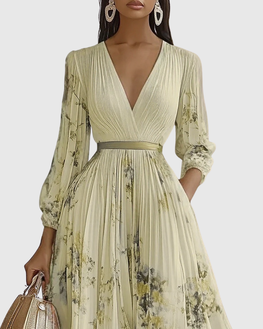 Rowella | Elegancka Sukienka Maxi z Plisowaniem