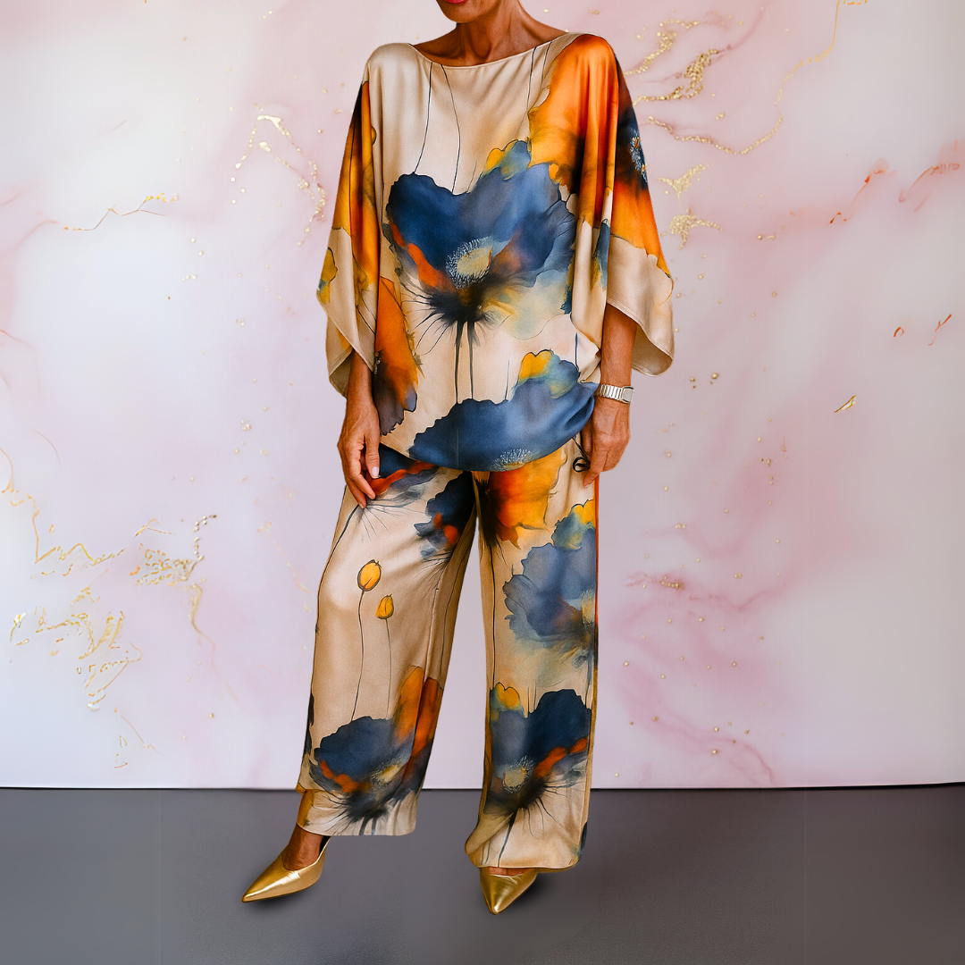 Marieta – Satynowy komplet dwuczęściowy dla pewnych siebie kobiet