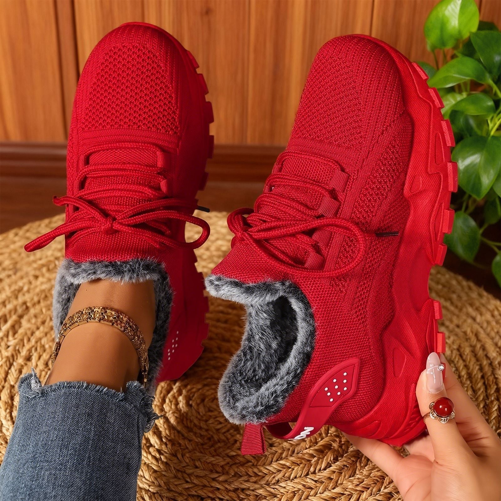 Cassia – Lekkie, sznurowane trampki z polaru